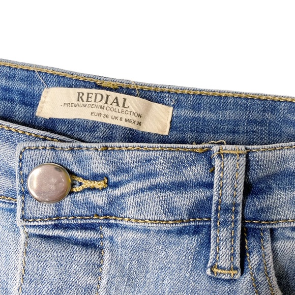 Redial Premium Denim Collection Button Down Skirt Red Roses Small - Picture 6 of 9